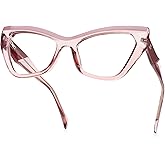 JFXQDR Women's Blue Light Blocking Glasses, Trendy Cat Eye Computer Gaming Eyeglasses Anti Glare & UV RF6216 (Flesh Pink Cateye Frame)