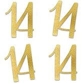Gold Glitter 14 Cut-Out Numbers, 14th Birthday Party Anniversary Decorations DIY Essentials