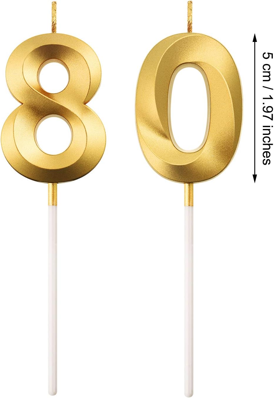80th Birthday Candles Cake Numeral Candles Happy Birthday Cake Topper Decoration for Birthday Anniversary Wedding Party Celebration Supplies (Gold) - Image 3