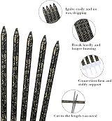 URAQT Metallic Birthday Candles 24 Pcs with Holders 5.1 in Black Glitter view 3