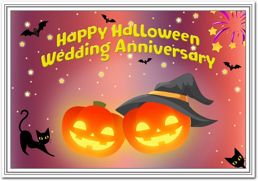 Halloween Wedding Anniversary Card Special Wishes Congratulations Creative Fun Cool Design Blank Inside To Write Own Message Quality Marriage Keepsake Pumpkin Lovers Theme Amazon Co Uk Office Products