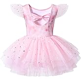 Tutu.kk Girls Ballet Leotards Shiny Ruffle Sleeve Toddler Tutu Dresses Ballerina Outfit Dance