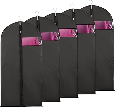 Niviy Garment Bags 60x100cm 5 Pack Moth Proof Zip Transparent PEVA