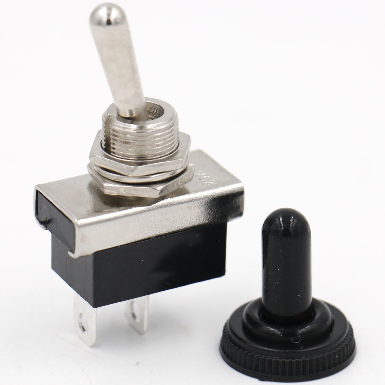 Heschen Metal Toggle Switch Flick Flip, KN3D-101, 12V 25A, SPST, On/Off 2 Positon, 2 Pin, for Car Dash Light with Waterproof Cap (1) - Image 4