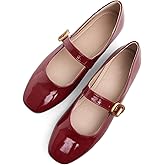 TN TANGNEST Leather Flats for Women Comfortable Square Toe Slip On Flats Soft Work Flats Retro Mary Jane Flats