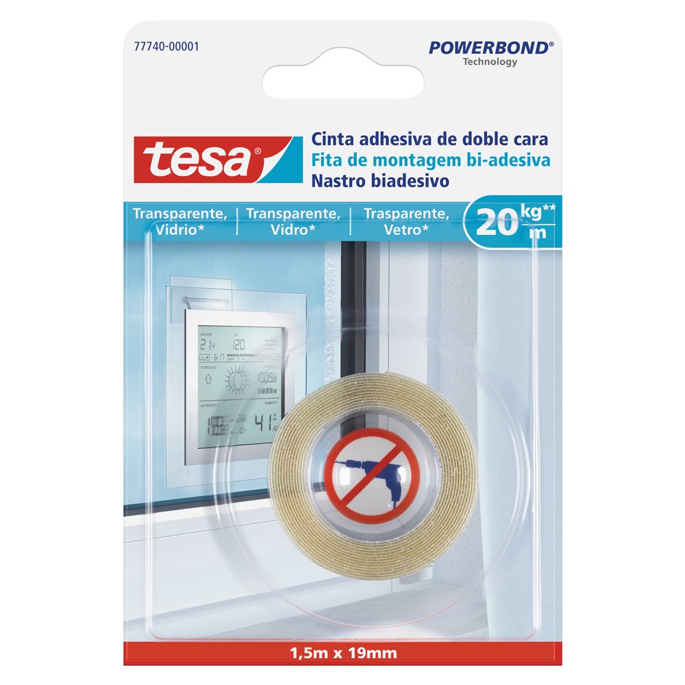 Tesa 77740 – 00001 – 00 Double-Sided Tape for Clear Surfaces and Glass (20 kg/m)