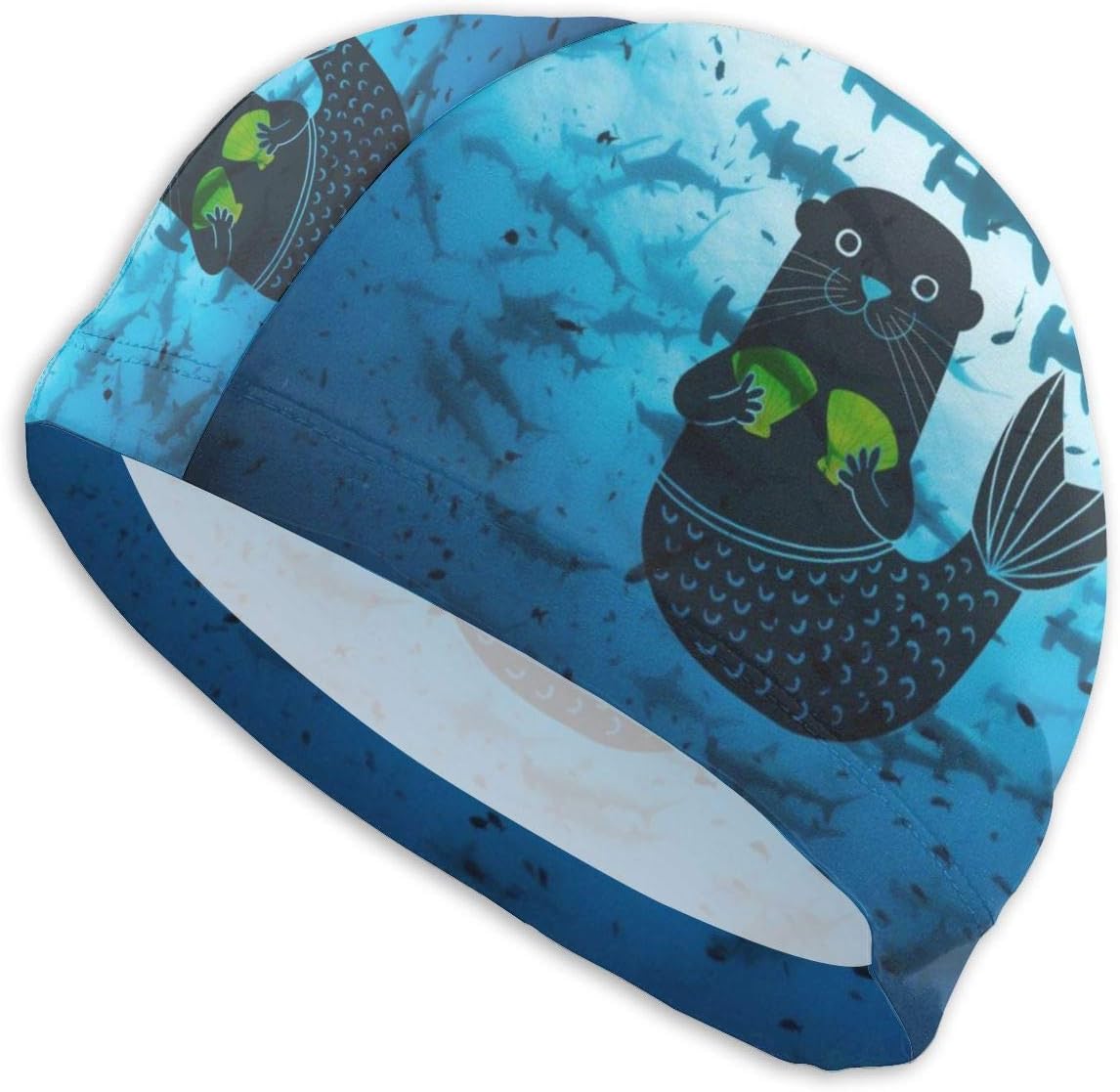 AKLID Schooling Scalloped Hammerhead Sharks at Islands Swimming Caps for Men and Women are Also Suitable for Boys and Girls.