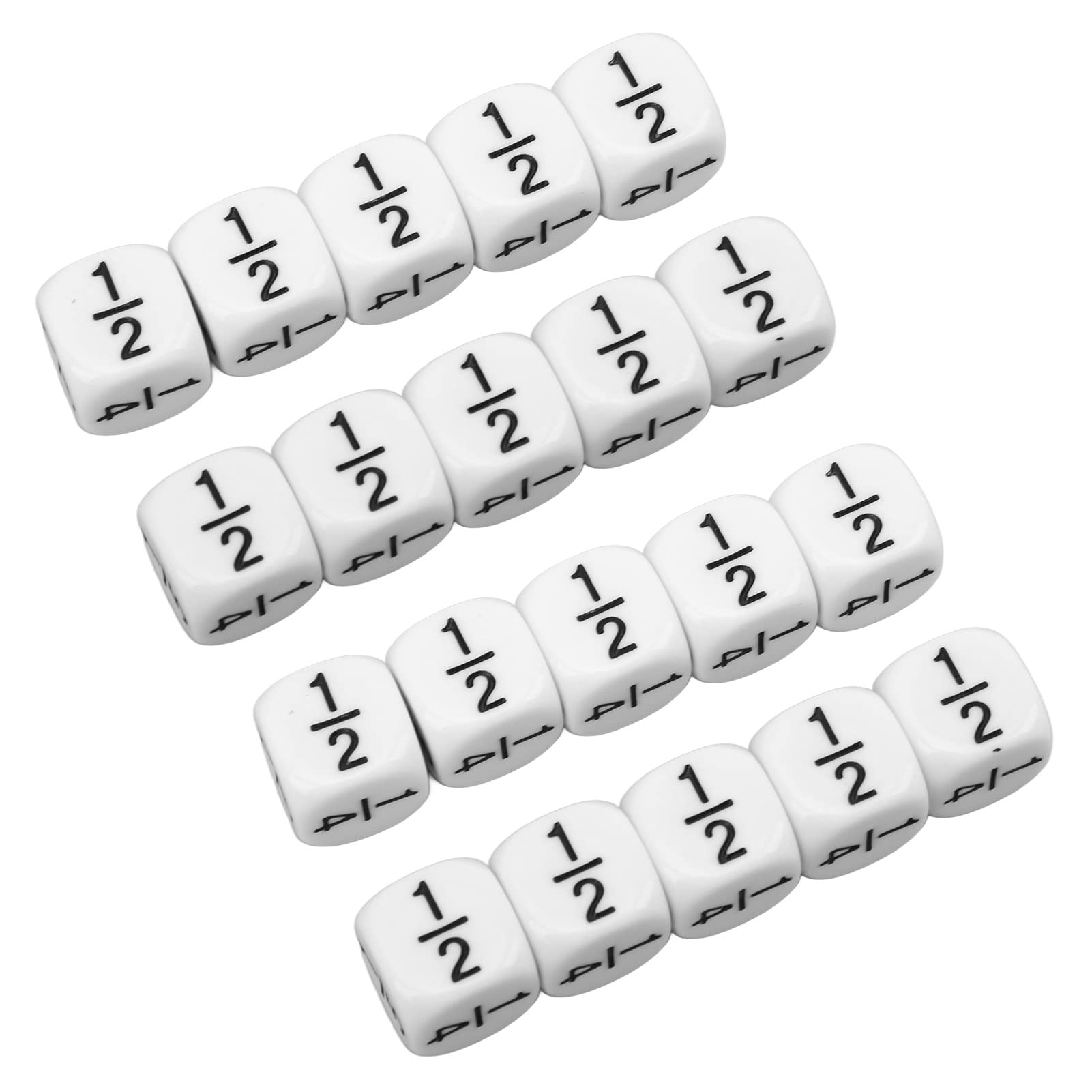 VBESTLIFE 20 PCS 16mm Fraction Dice White Fraction Symbols Dices Mathematical Arithmetic Teaching Tool,Mathematical Fraction Dice,