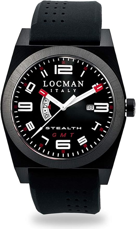 Locman italy orologio da uomo stealth titanium/acciaio inox gmt nero rif. 0200 0200BKBKFRD1GOK