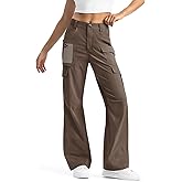 Moosehill Women's-Cargo-Hiking-Pants-High-Waisted Wide Leg Water Resistance Lightweight Stretch for Work Casual Outdoor