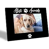 Eciujelppa Puppy Wooden Photo Frame For 4" x 6" Picture - Best Friends - Black Minimalism Tabletop Picture Frame Decor For Home Office Table Shelf - Pet Gifts For Dog Lovers - A06