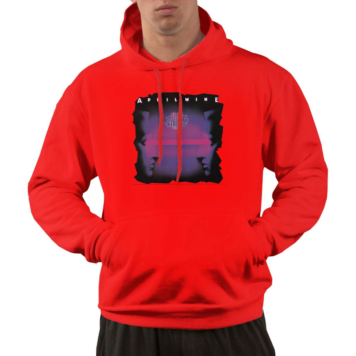  S Pullover Comfortable Red Print April Wine Band Hooded Shirts With Pocket 3