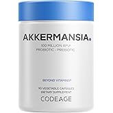 Codeage Akkermansia Muciniphila Probiotic Supplement - 3-Month Supply of Akkermansia & Chicory Inulin - Daily Synbiotic Probiotic Chicory Root - 100 Million AFUs - Gluten-Free - 90 Capsules