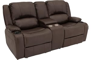 RecPro Charles 70" Powered Double RV Wall Hugger Recliner Sofa | Loveseat | RV Furniture with Upgraded 2023 Fabric (Chestnut)