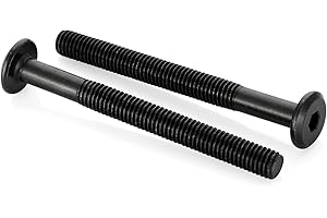 OUSCHR M6 x 70mm Socket Cap Allen Bolts, Flat Round Head Socket Cap Screws, Furniture Screws, Carbon Steel, Partial Thread, Black Oxide Finish, 10 PCS
