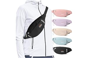 WISEPACK Fanny Packs for Women Fashionable Crossbody Bags Belt bag Multi-color Waterproof Waist Bag Plus Size Fanny Pack for Men with Headphone Jack for Running Fit All Phones Black