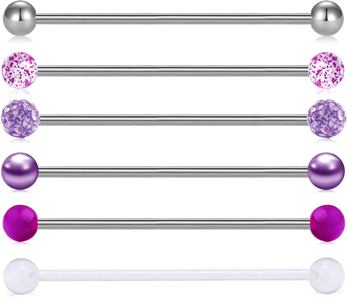 AVYRING 14G Industrial Barbells Pack Stainless Steel Ear Cartilage Piercing Barbell Jewelry Silver Rose Gold Bars 32/35/38mm