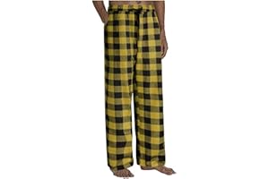 WENKOMG1 Mens Pajama Trousers 100% Cotton Buffalo Plaid PJ Bottoms Straight Leg Baggy Loose Fit Comfy Casual Lounge Pants