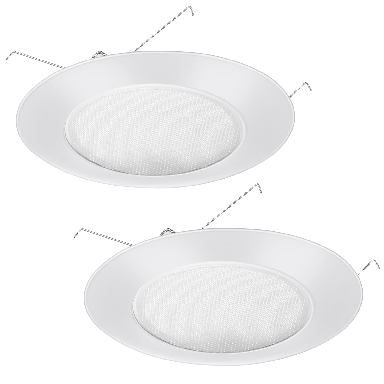 Photo 1 of Glooglitter 2 Pcs 6 Inch Shower Trim Recessed Light Covers with Albalite Lens White Bathroom Shower Light Covers Can Replacement Waterproof Trim for Ceiling Wet Locations