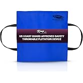 Kemp USA Type IV Throwable Flotation Cushion USCG Approved Boat Safety Throw Cushion with Foam Buoyancy &amp; Nylon Straps for Boating Marine Safety Equipment Royal Blue