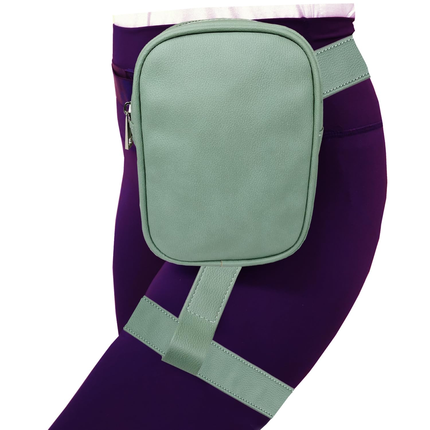 Larswon Leg Bag Leg Harness Bag PU Leather Thigh Bag Hip Bag Fanny Pack Thigh Harness Women Light Green