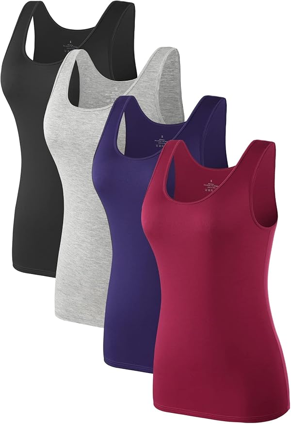 Komfokore 4pcs Tank Tops für Damen ärmelloses Unterhemd Schichtung Tanks