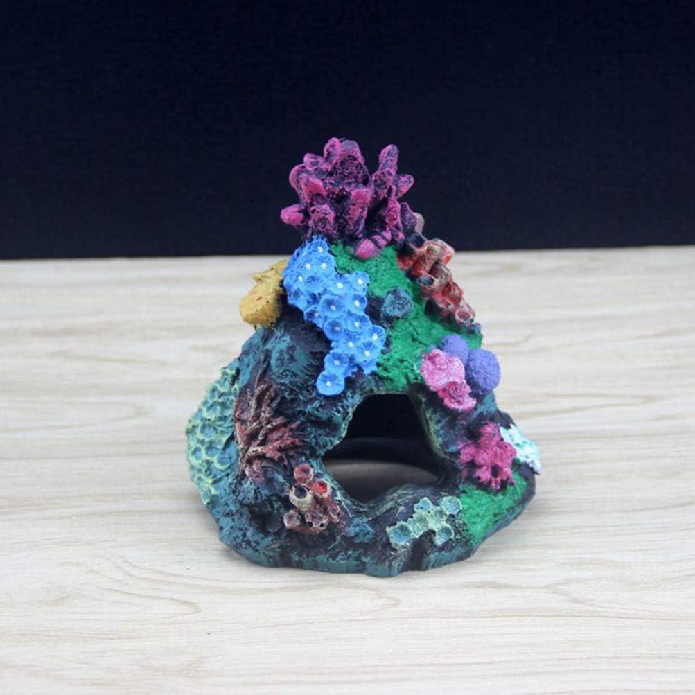 POPETPOP Aquarium Resin Ornament Simulation Coral Rockery Underwater Shrim Hideaway Landscape Fish Tank Decor Crafts for Betta,Turtles,Reptiles - Image 3