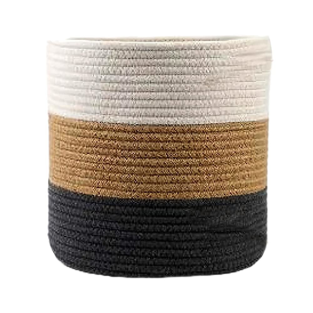 YDQUANI Woven Cotton Rope Plant Basket for Flower Pot Indoor Planters, 25 x 25 cm Jute Foldable Storage Basket Organizer Modern Decor Household Laundry Basket
