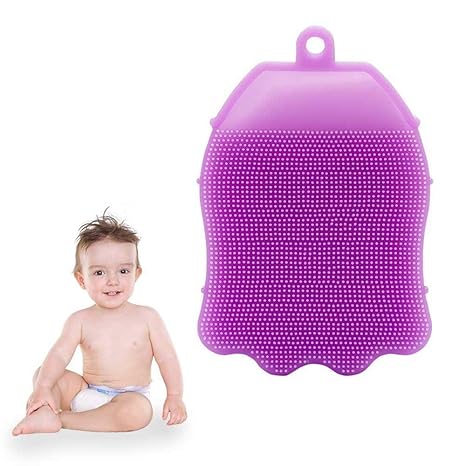 Bhavyam Silicone Bath Brush Body Scrubber Bath Glove Anti Cellulite Shower Brush Scrub for baby (small/multi colour)