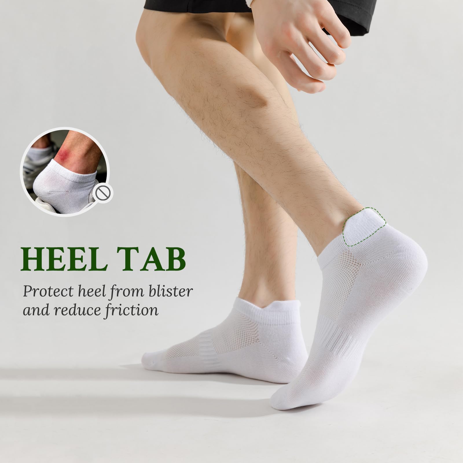 Wamicu 10 Paar Sneaker Socken Herren, Atmungsaktive Baumwolle Sportsocken, Kurz Halbsocken Laufsocken, Weiß, EU 43-46 4