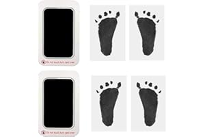 RIKWOG Baby Footprint and Handprint Kit, 2 Black Inkless Print Pads + 4 Imprint Cards, Dog Paw Print Kit Clean Touch Ink Pad Perfect Keepsake Gift for Newborns and Pets Printing Touch Imprints
