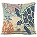 famibay Decorative Pillow Cover Ocean Park Theme Square Cotton Linen Throw Pillow Case Cushion Cover 18 x 18 (Sea Turtle)