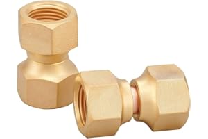 Minimprover 2 PCS Brass 3/8" Female Flare Swivel Adapter, Swivel Nut, Tube Fitting, Valve Connector