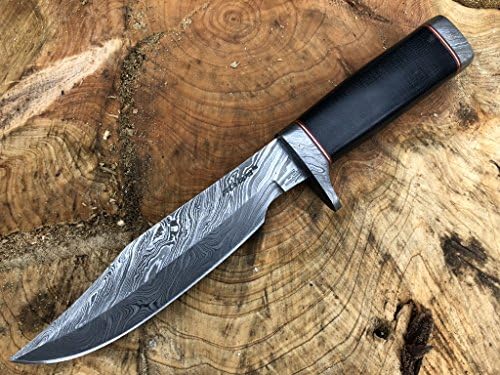 Perkin Knives Damascus Knife Fixed Blade Knife with Sheath