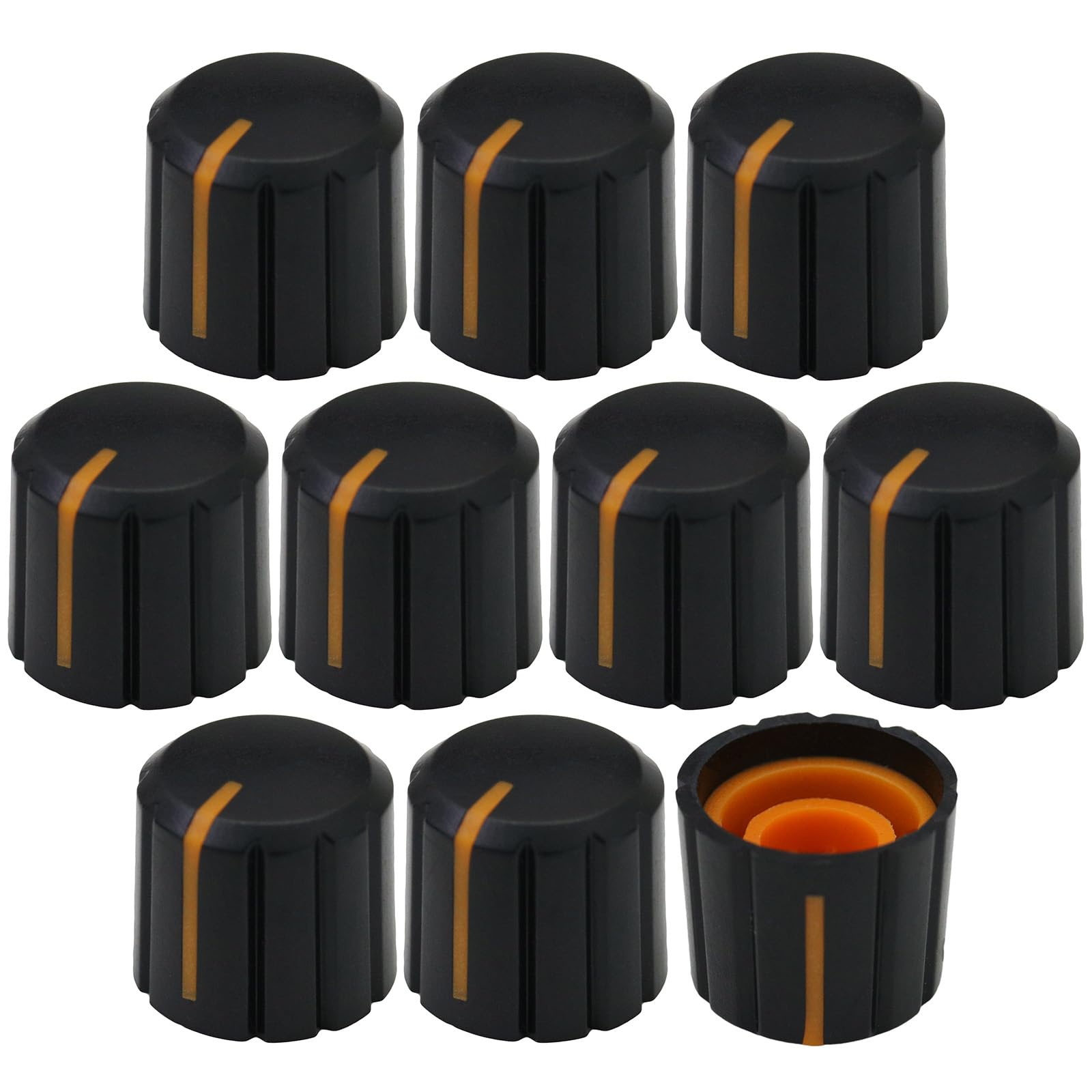 6mm Splined Hole Short Mixer/Equipment Control Knobs Pack of 10 (Orange)
