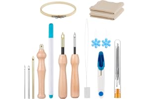 ZUAOOZ 24Pcs Punch Needle Kit, 3 Different Size Punch Needle,Monks Cloth,Embroidery Hoop,Big Eye Needles for Adult Beginner,Perfect for Crafting&Gift
