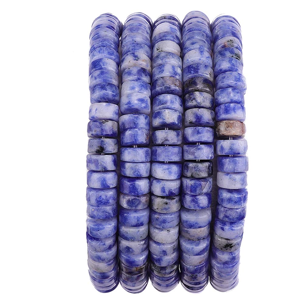 BEADIA Natural Blue Sodalite Spacer Beads Caps Loose Semi Gemstone for Beading Jewelry Making 6mmx3mm 38cm