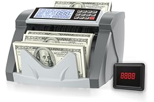 EIZENY Money Counter Machine Pro 2.0 Dual-Motor, Dollar Euro MT/UV/MG/IR/DD/DBL/HLF/CHN，Cash Counter Machine with Value Add Batch Modes (LCD Display)