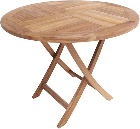 Amazon De Charles Bentley Runder Tisch Fur Den Garten Klappbar Stabiles Teakholz