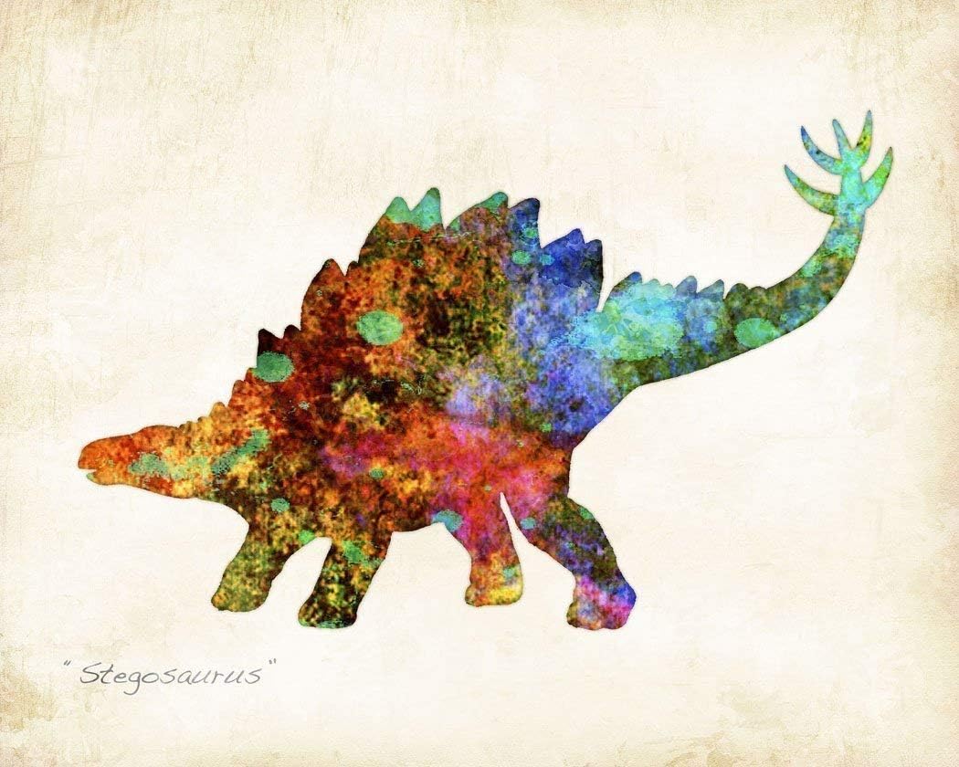 Dinosaur Watercolor Stegosaurus Art Print by Dan Morris