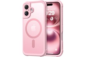 Thomo Magnetic for iPhone 16 Case, [Full Camera Protection] [Compatible with Magsafe] Military-Grade Shockproof, Anti-Fingerprint Translucent Matte Phone Case,Pink