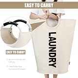 DOKEHOM 90L Large Collapsible Laundry Basket Beige Freestanding Hamper view 4