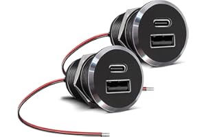 Obeaming RV USB Outlet All-Aluminum QC 3.0 USB-A & USB-C PD Dual High-Speed Charging Socket, Recessed Mount 12V USB Type-A Ty