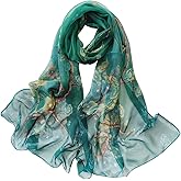 E-Clover Herebuy - Unique Women's Floral Scarves: Chiffon Flowers & Birds Printed Scarf