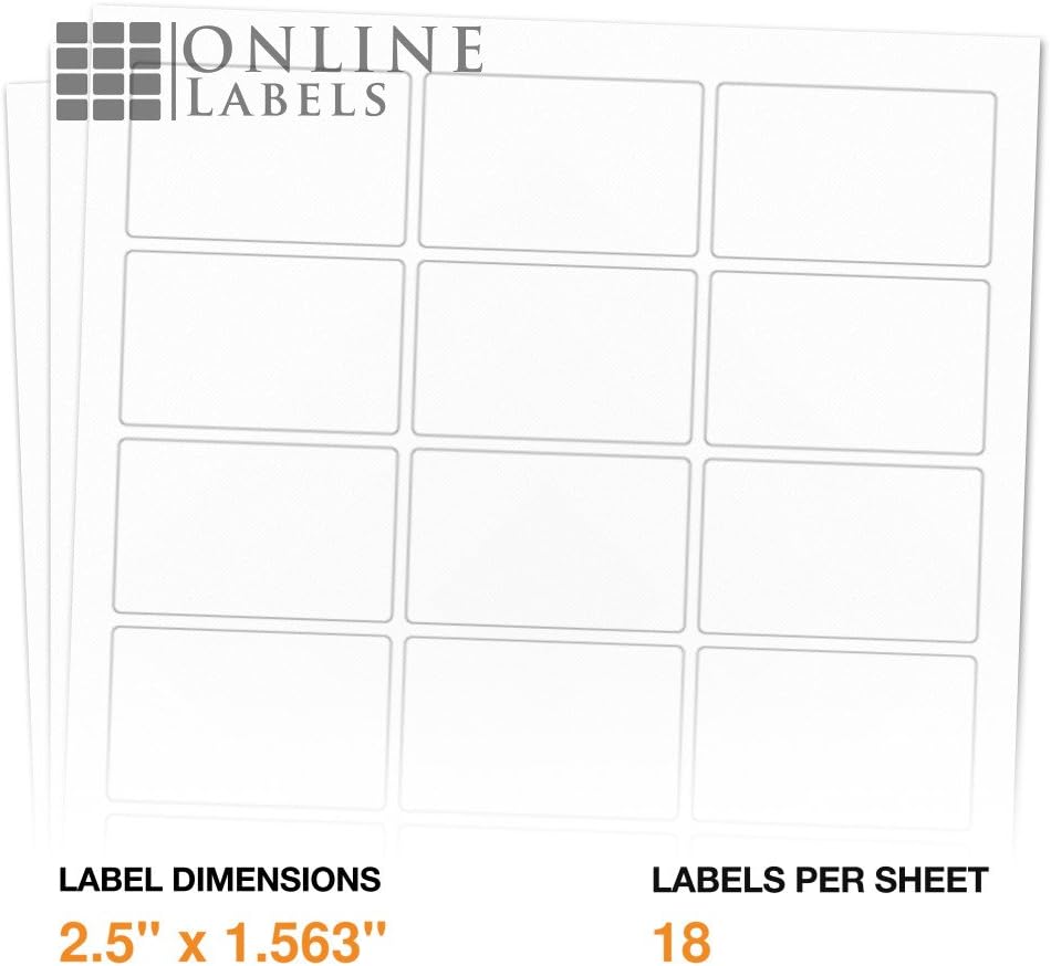 2.5 x 1.563 Rectangle Labels - Pack of 1, 800 Label 100 Sheets - Inkjet/Laser Printer - Online Labels : All Purpose Labels : Office Products