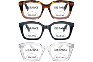 HIYANJN 3 Pack Progressive Multifocal Reading Glasses for Women Men Oprah style Blue Light Blocking Spring Hinger Readers