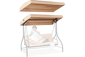 LNOYGN Outdoor Swing Canopy Replacement Top Cover, 2/3 Seater Hammock Cover Top, Waterproof Replacement Canopy Outdoor Furniture Cover for Garden Patio Porch(3 Seater: 192x124cm/75.6x48.8in)