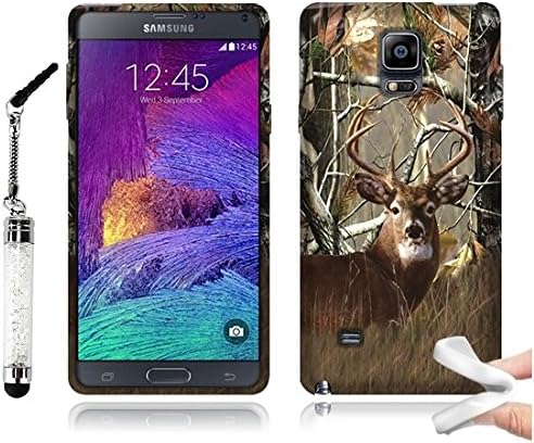Tadnil Bundle Samsung Galaxy Note 4 N910 Flexible Slim Rubber TPU Skin Protector Cover Case - Deer Hunter + Crystal Stylus