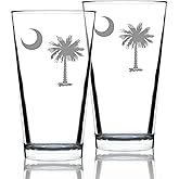 Bevvee South Carolina Flag - Pint Glasses - Set of 2 - State Themed Drinking Decor and Gifts for South Carolinians - 16 Ounce