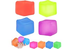 Cube Squishy, Big Square Glitter Squishy Cube, Large Ice Cubes for Adults (4 PCS-D)